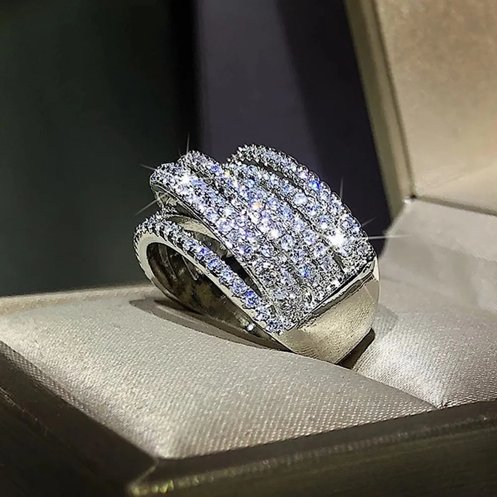 New 925 Sterling Silver Interweave Zirconia Ring - Picture 1 of 5
